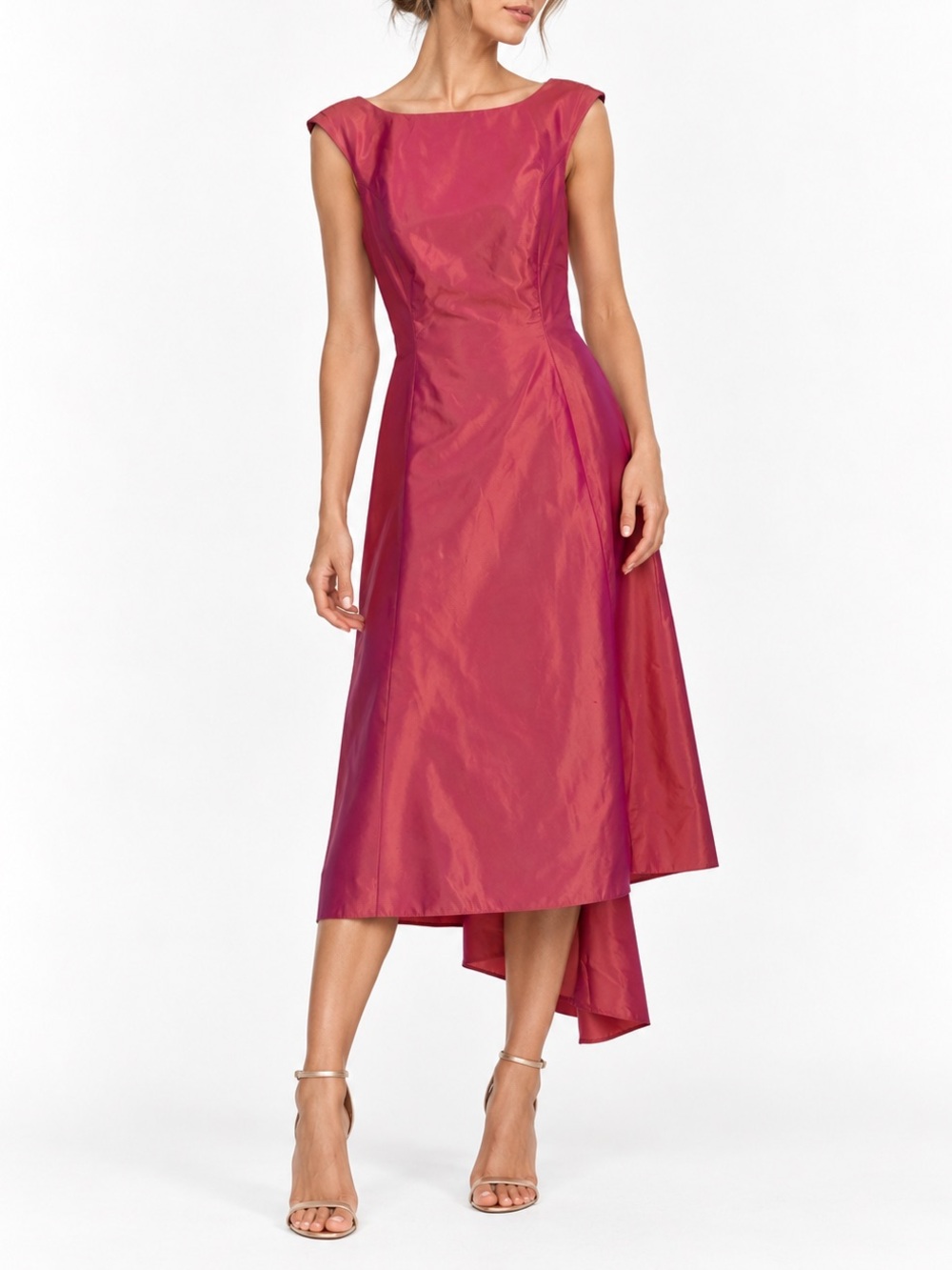 Vintage Y2K Fuchsia Taffeta-Feel Open Back Formal Gown Size 8